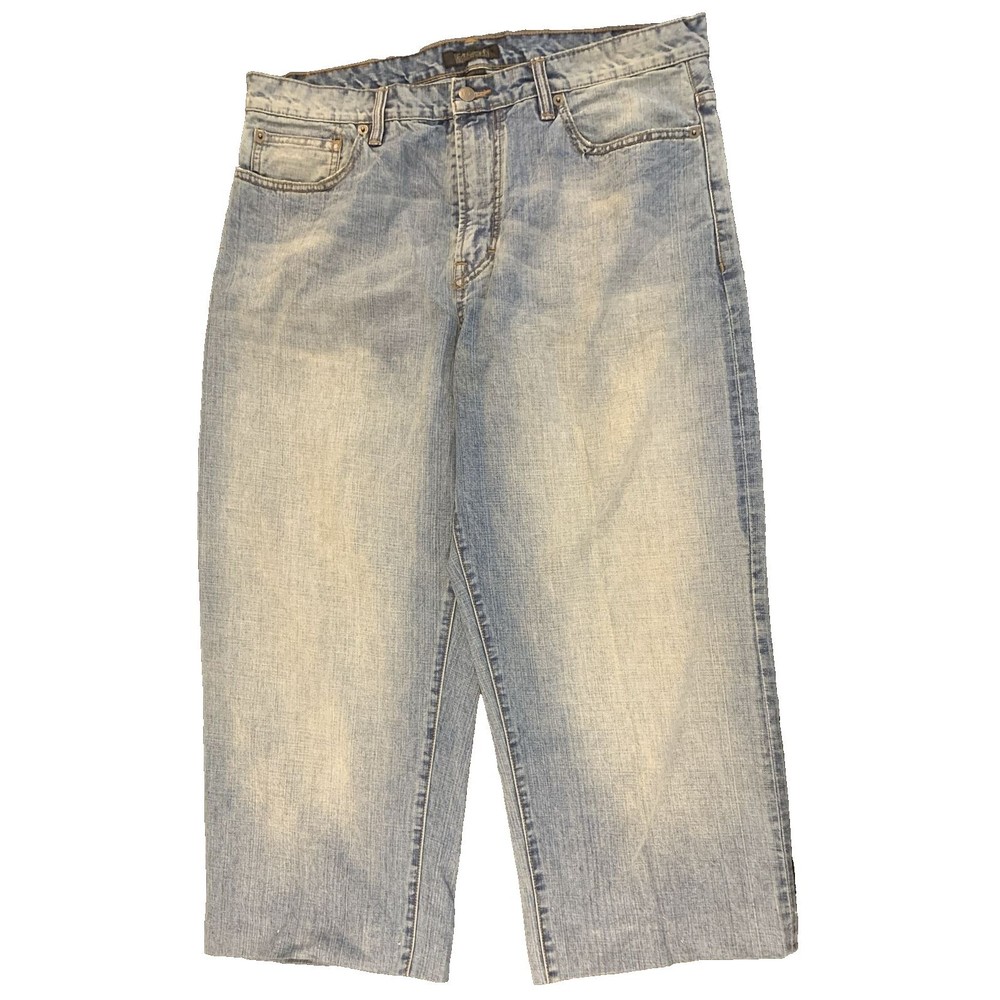 Sean John Premium Men's Jeans Light Wash Blue Denim Pants 5-Pockets Leg Hemmed